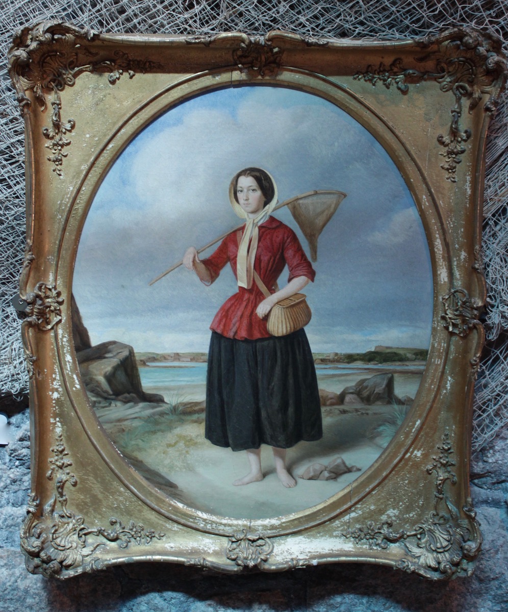Young girl with shrimping net, 1857 Thomas Berteau_Maritime Museum_St Hélier